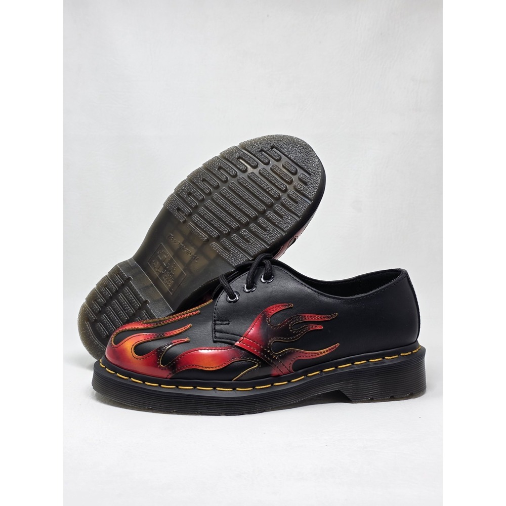 Dr. Martens 1461 Flame Size 5 Mens Y2K Leather Oxford Shoes Black Red NJ004 New